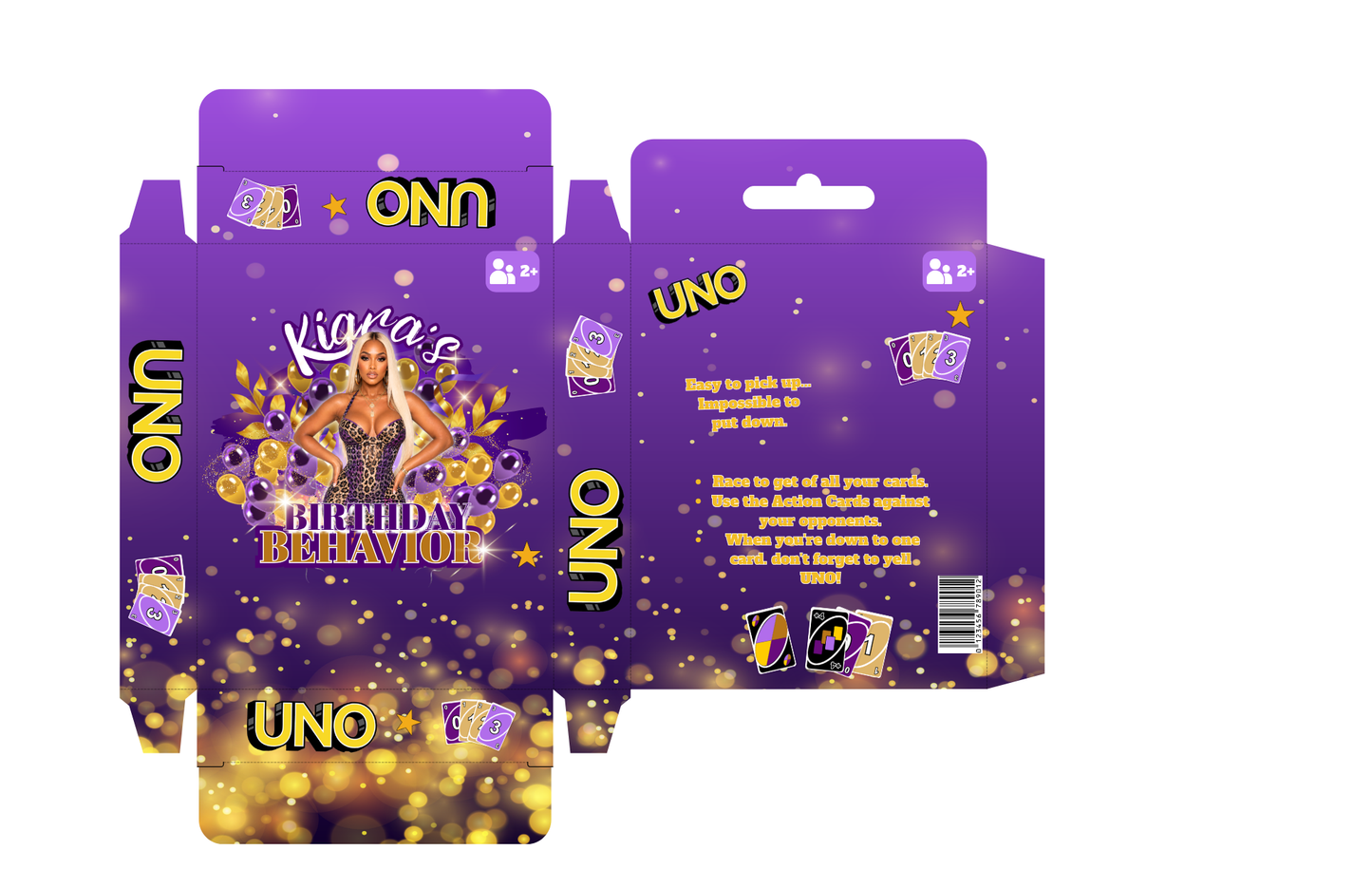 Dark Purple Uno Cards Editable Template