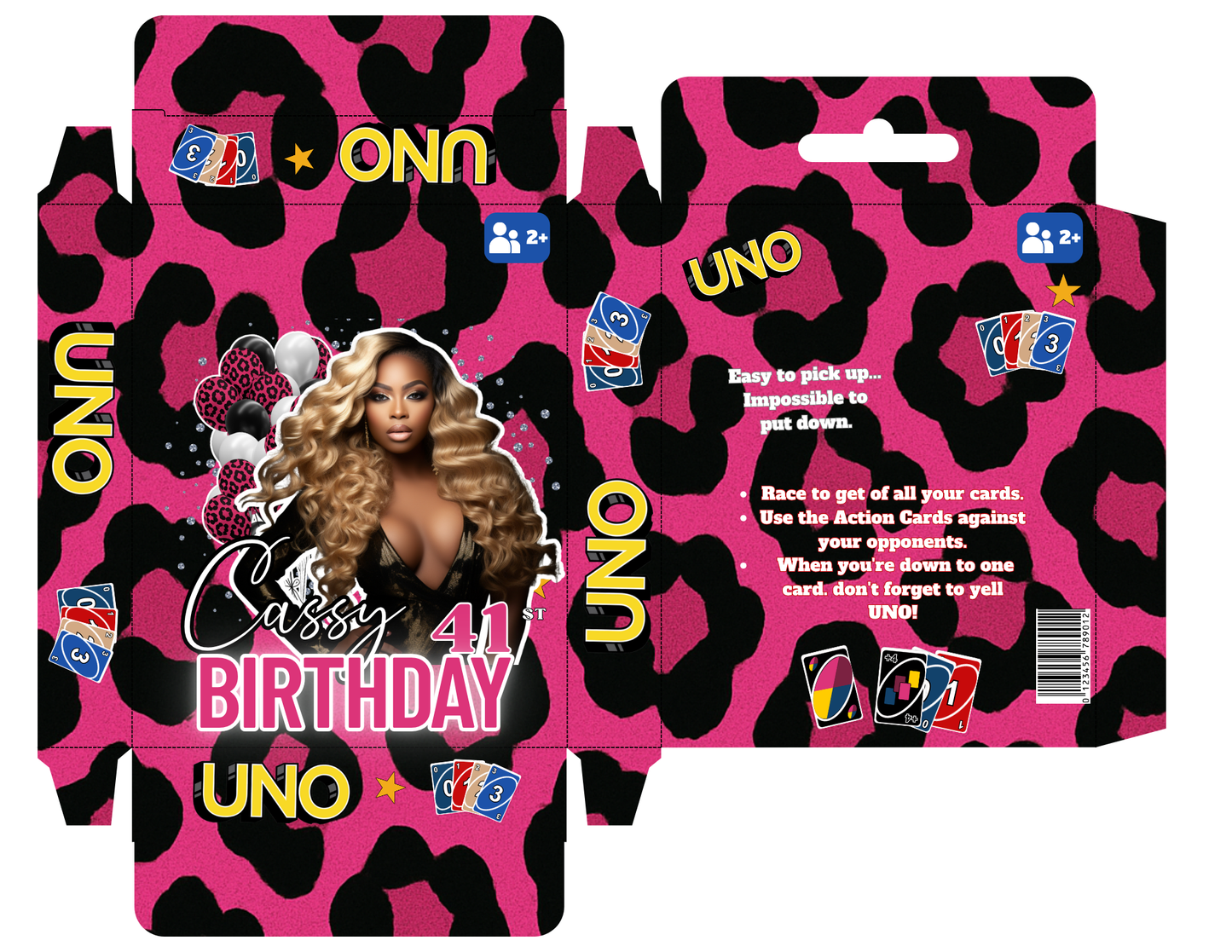Hot Pink Uno Cards Editable Templates