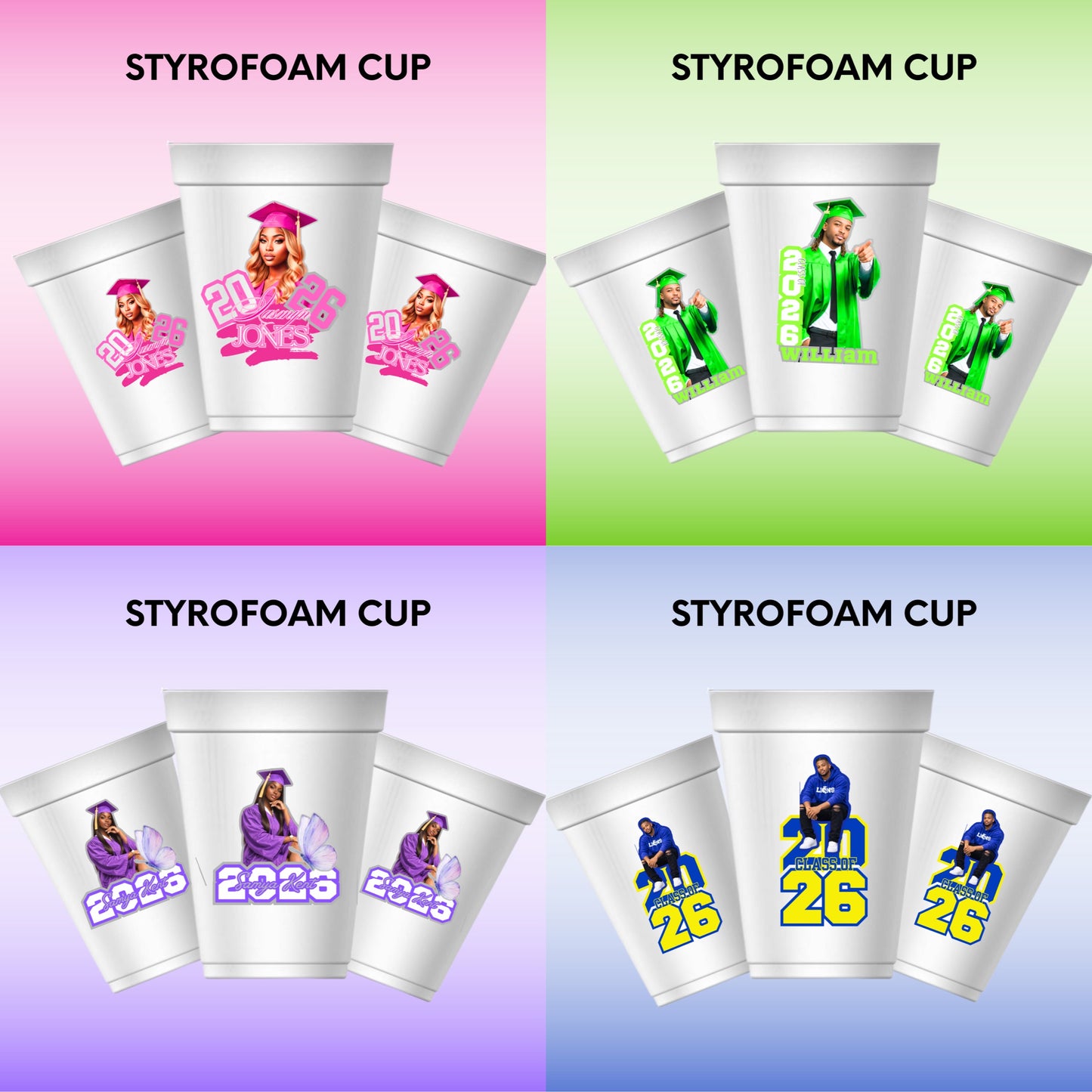 Graduation Editable Design Kit/ NEW (80 pc) (All 4 colors PURPLE, BLUE, GREEN, PINK)