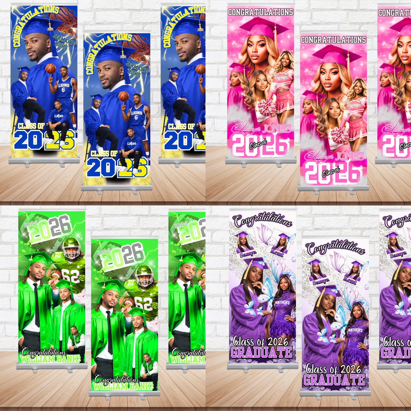Graduation Editable Design Kit/ NEW (80 pc) (All 4 colors PURPLE, BLUE, GREEN, PINK)