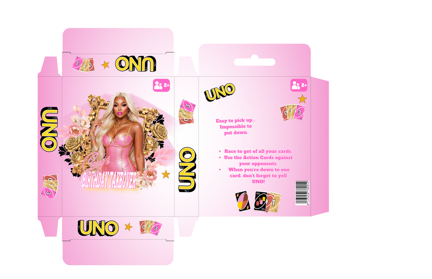 Light  Pink Uno Cards Editable Template