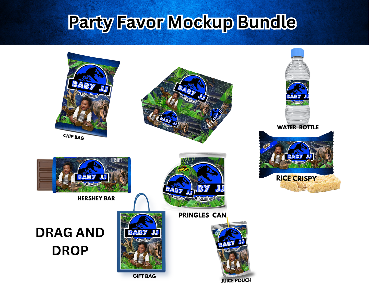 JURASSIC PARTY FAVORS EDITABLE DIGITAL PRODUCT KIT