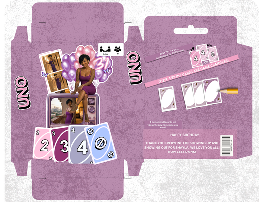Light Purple Uno Cards Editable Template