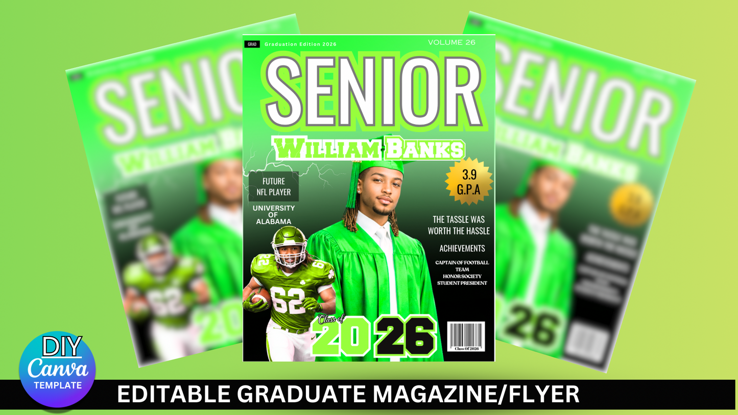 Grad Editable Designs Bundle(green only) (20 pc)