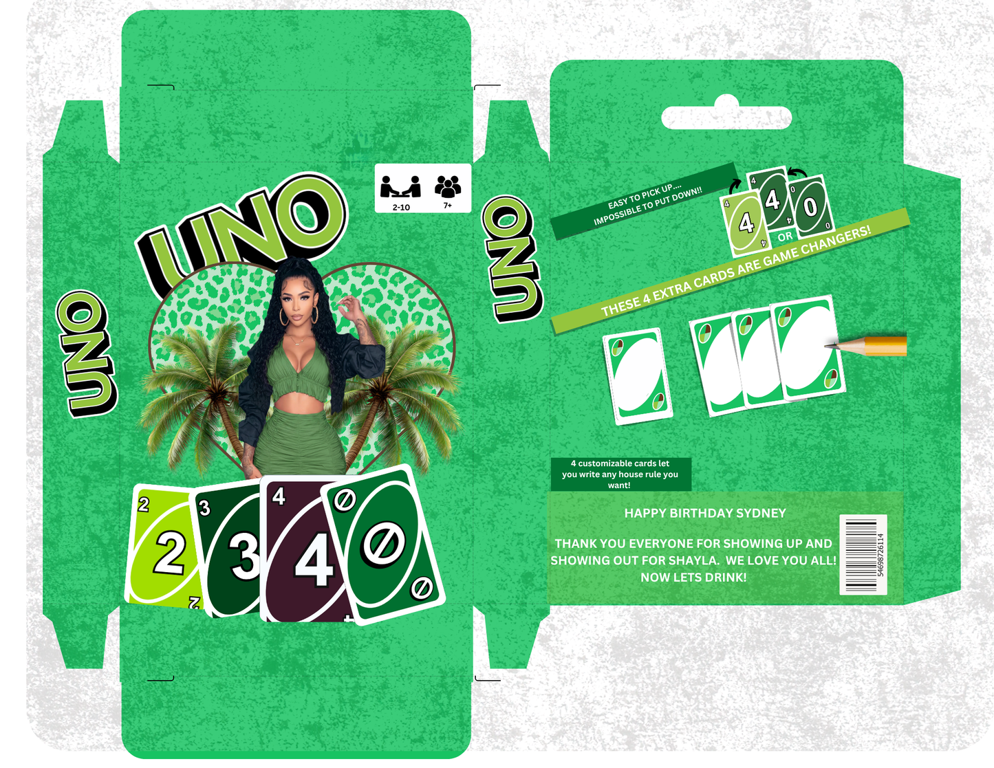 GREEN  Uno Cards Editable Templates