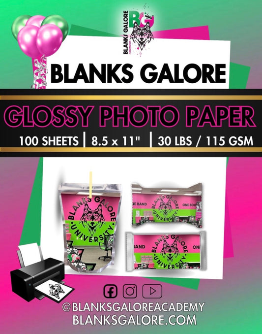 BG Glossy Inkjet Photo Paper |  8.5x11 inches | 100 sheets| 30 lb 115gsm