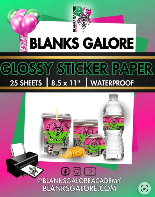 BG Glossy Glossy Waterproof Sticker Paper | 25 sheets | 8.5x11 inches