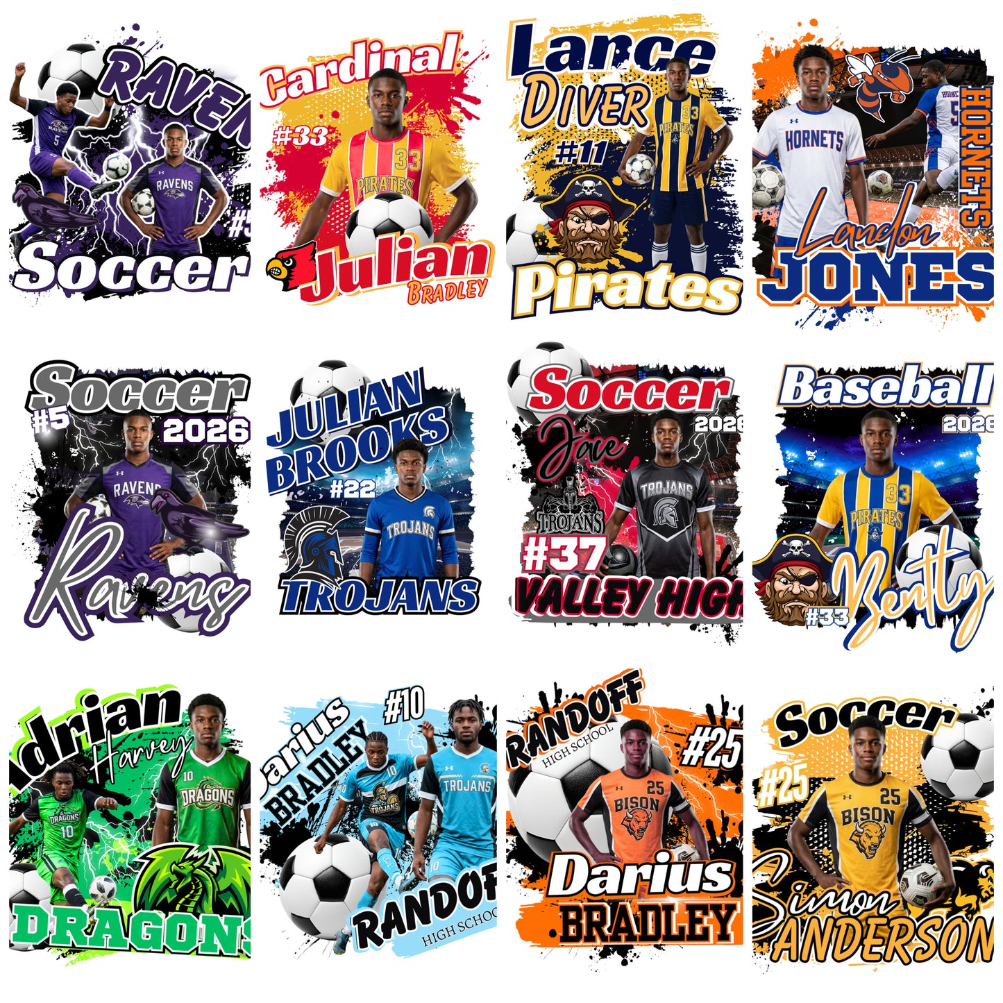 15 Piece Editable Soccer Template