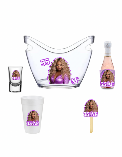 Party Bucket Editable design Bundle 9 piece  (purple)
