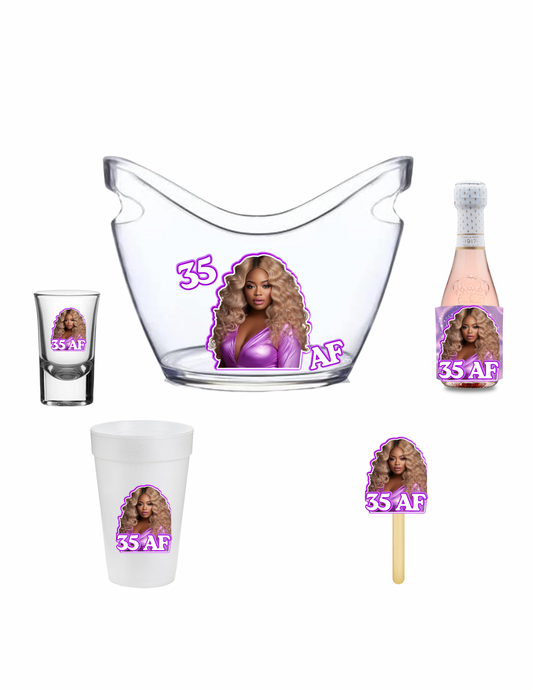 Party Bucket Editable design Bundle 9 piece  (purple)